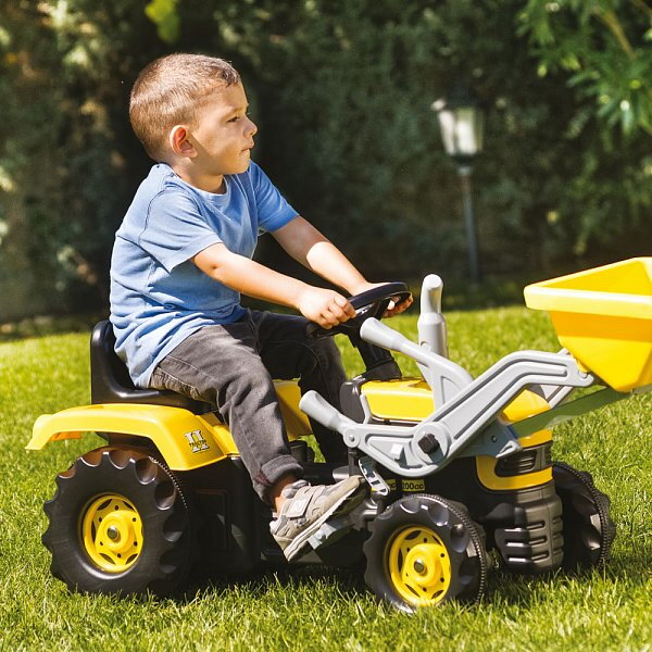 Dolu Veľký šliapací traktor s rýpadlom žltý