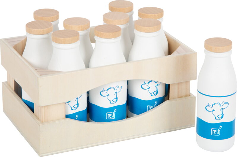Drevená prepravka s fľašami na mlieko Fresh