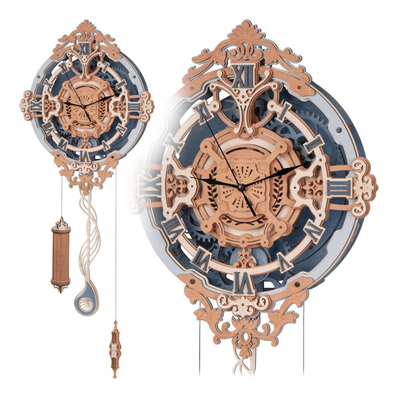 RoboTime Drevené 3D mechanické puzzle Nástenné hodiny RoboTime Drevené 3D mechanické puzzle Nástenné hodiny