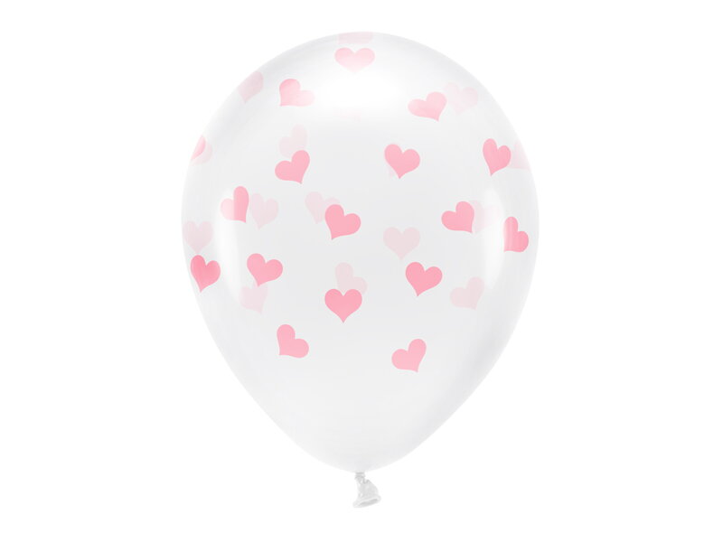 Eko balóny 33 cm, srdiečka, priehľadné 6 ks