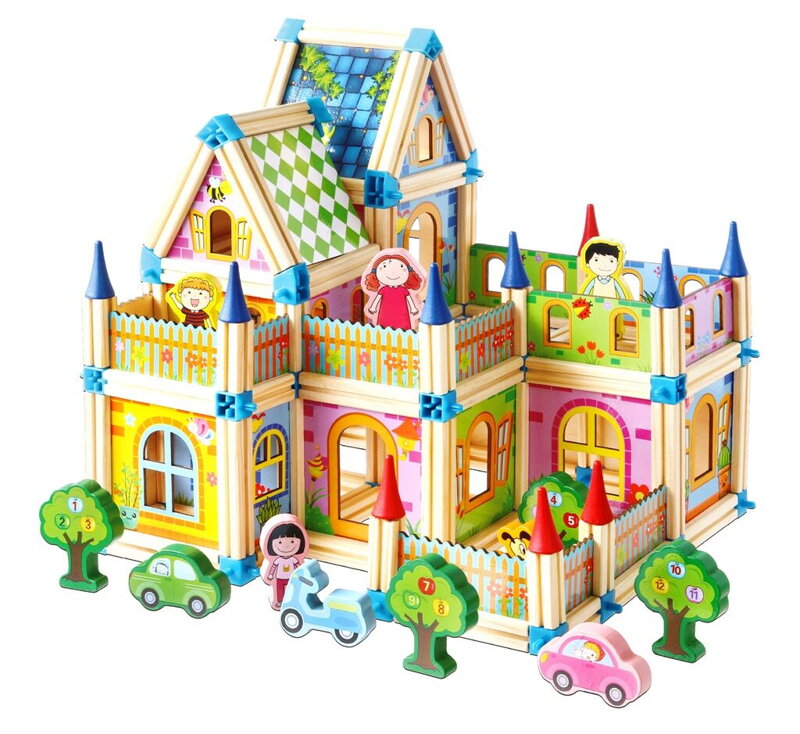 2Kids Toys Drevená stavebnica Zámok farebný