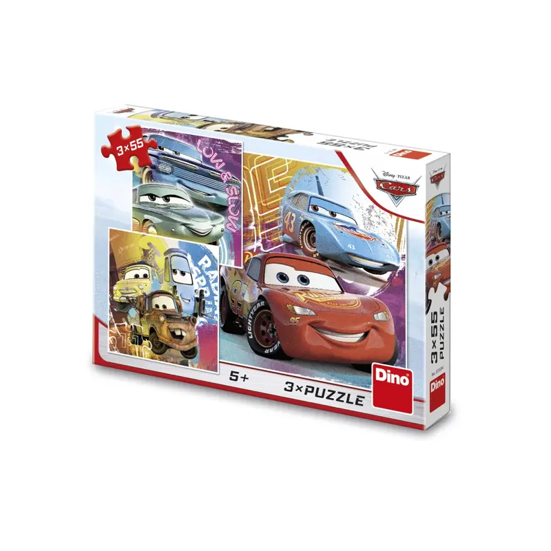 Dino Puzzle Cars kamaráti 3x55 dielikov Dino Puzzle Cars kamaráti 3x55 dielikov