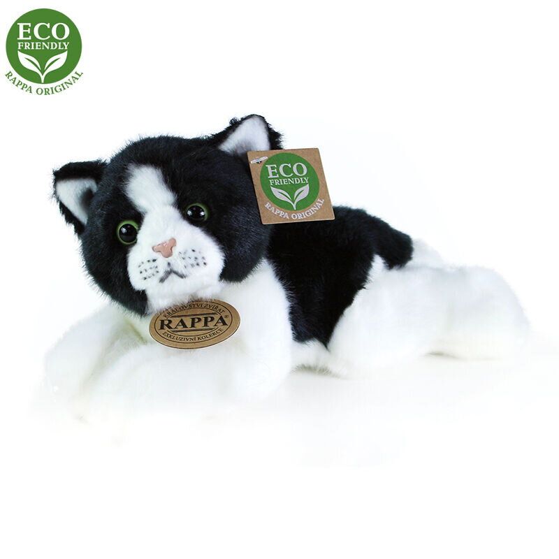 Plyšová mačka bielo-čierna ležiaca 16 cm ECO-FRIENDLY Plyšová mačka bielo-čierna ležiaca 16 cm ECO-FRIENDLY