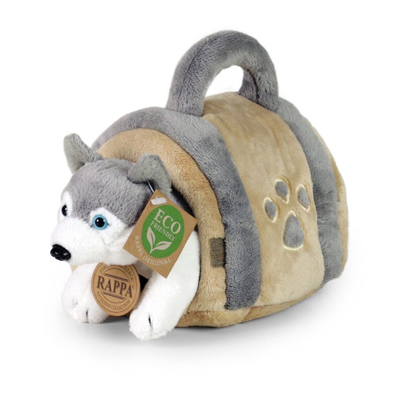 Plyšový pes Husky s prepravkou 13 cm ECO-FRIENDLY Plyšový pes Husky s prepravkou 13 cm ECO-FRIENDLY