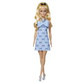 Barbie modelka - šaty s modrými mašlami