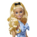Barbie modelka - šaty s modrými mašlami