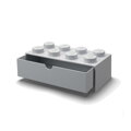 LEGO stolný box 8 so zásuvkou - šedá