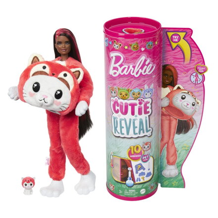 Barbie CUTIE REVEAL Barbie v kostýme - mačiatko v červenom kostýme Pandy