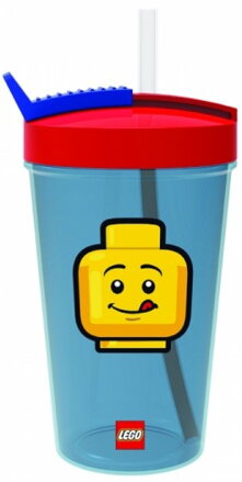 LEGO ICONIC Classic kelímok so slamkou - červená/modrá