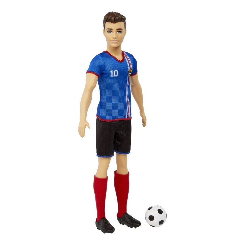 Barbie futbalová bábika - KEN V MODROM DRESE