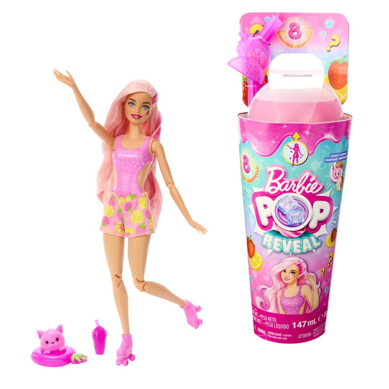 Barbie POP REVEAL Barbie šťavnaté ovocie - JAHODOVÁ LIMONÁDA