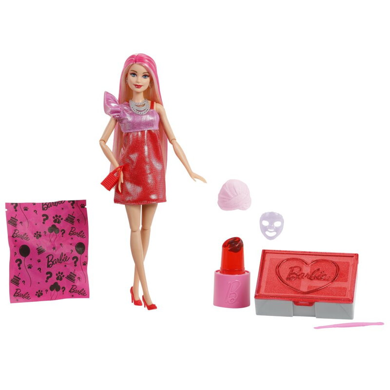 Barbie PARTY REVEAL Barbie Glam party - ČERVENÁ