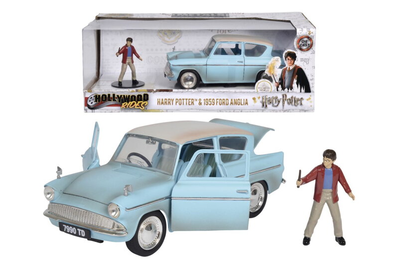 Harry Potter Auto Ford Anglia 1959 1:24 a figúrka Harryho Pottera