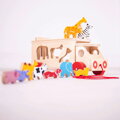 Bigjigs Toys Vkladanie Drevené auto so zvieratkami