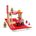Bigjigs Toys Drevená hasičská stanica na cesty