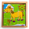 Bigjigs Toys Drevené obrázkové kocky kubusy - Zvieratká 9 kociek