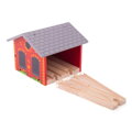 Bigjigs Rail Drevené vláčiky - Tehlové depo pre dva vláčiky