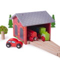 Bigjigs Rail Drevené vláčiky - Tehlové depo pre dva vláčiky