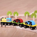 Bigjigs Rail Drevené vláčiky - Nákladný vlak s autami + koľaje