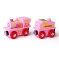 Bigjigs Rail Drevené vláčiky - Ružová mašinka s tendrom