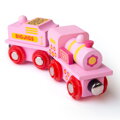 Bigjigs Rail Drevené vláčiky - Ružová mašinka s tendrom