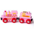 Bigjigs Rail Drevené vláčiky - Ružová mašinka s tendrom