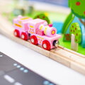 Bigjigs Rail Drevené vláčiky - Ružová mašinka s tendrom