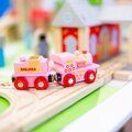 Bigjigs Rail Drevené vláčiky - Ružová mašinka s tendrom