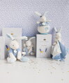 Doudou Darčeková sada - Hračka s úchytom na cumlík králiček 15 cm modrý