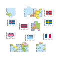 Larsen Vzdelávacie puzzle Európa Mapa a vlajky 70 dielikov
