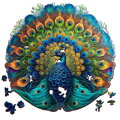 Drevené luminiscenčné puzzle Páv 200 dielikov