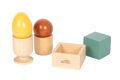 small foot Montessori triediaca hra s guličkou, kockou a vajíčkom