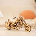 RoboTime Drevené 3D mechanické puzzle Motorka Cruiser 420 ks