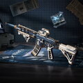 RoboTime 3D drevená skladačka Puška na vystreľovanie gumičiek M416 Carbine