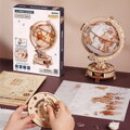 RoboTime 3D drevená mechanická skladačka Svietiaci glóbus (elektrický pohon)