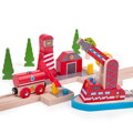 Bigjigs Rail Drevené vláčiky - Hasičská záchranná služba na mori