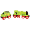 Bigjigs Rail Drevené vláčiky - Veľká zelená lokomotíva s tendrom