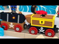 Hračka Bigjigs Rail Drevená vláčikodráha - Piráti 42 ks, 7748