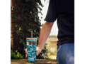 Sklenený cestovný hrnček so slamkou Liquid Cube Water Flowers 540 ml
