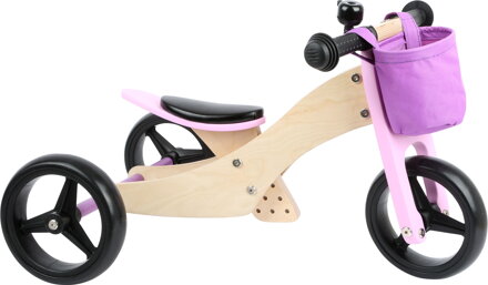Drevené odrážadlo pre deti Trike 2v1 ružové