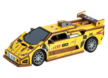 2Kids Toys 3D drevená skladačka Športové auto žlté
