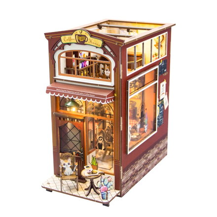 2Kids Toys 3D skladačka Zarážka na knihy Miniatúra domčeka Kaviareň