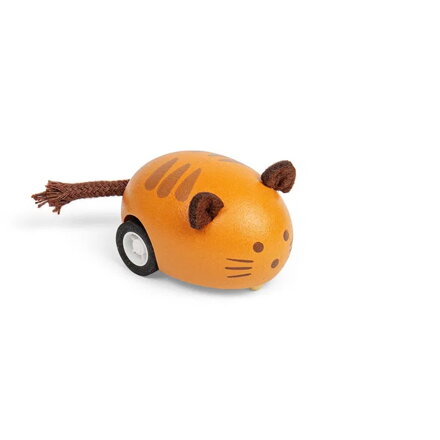 Bigjigs Toys Drevené naťahovacie zvieratko 1 ks Mačka oranžová