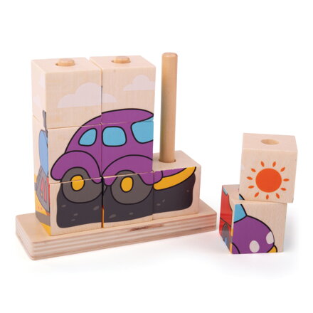 Bigjigs Toys Nasadzovacie kocky Dopravné prostriedky