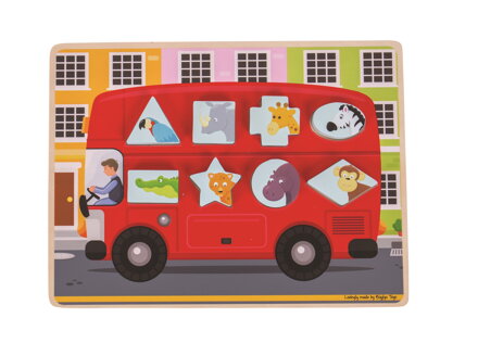 Bigjigs Toys Vkladacie puzzle - Autobus so zvieratkami