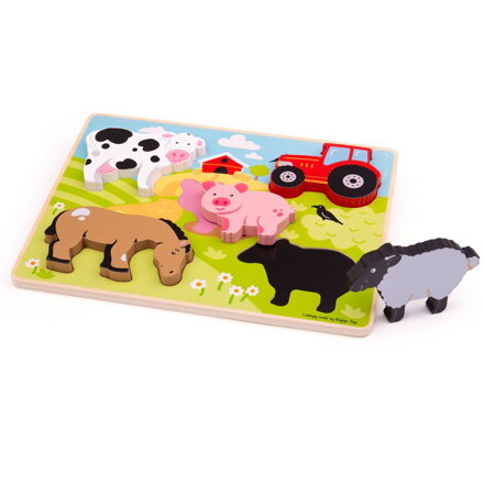Bigjigs Toys Drevené vkladacie puzzle - Farma