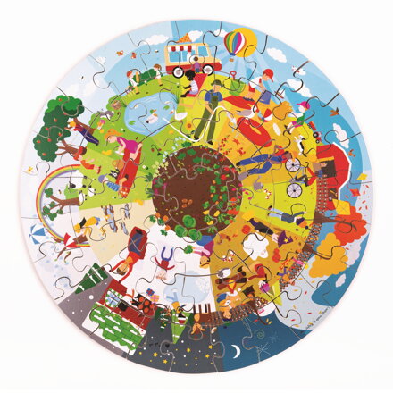 Bigjigs Toys Okrúhle podlahové puzzle Štyri ročné obdobia 50 ks
