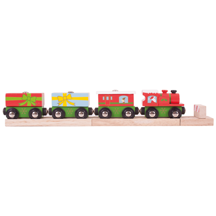 Bigjigs Rail Drevené vláčiky - Vianočný vláčik 3 koľaje