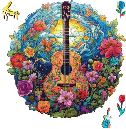 EscapeWelt Drevené puzzle Gitara 200 dielikov