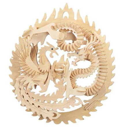 Woodcraft Drevené 3D puzzle Fénix a drak M035